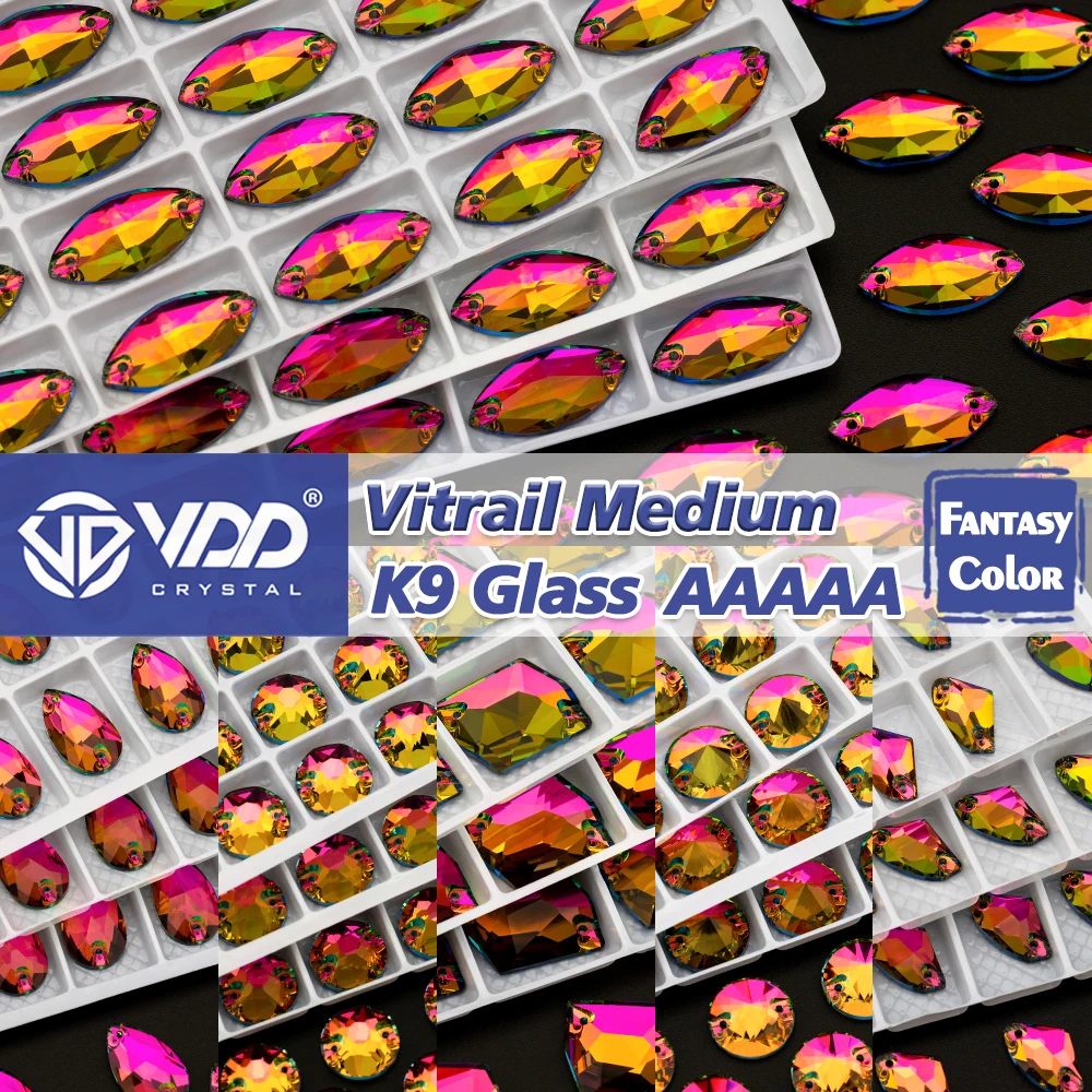 VDD S275 Vitrail, calidad superior media, cristal AAAAA K9 para coser en diamantes de imitación, piedras de Strass con parte posterior plana, decoraciones para ropa