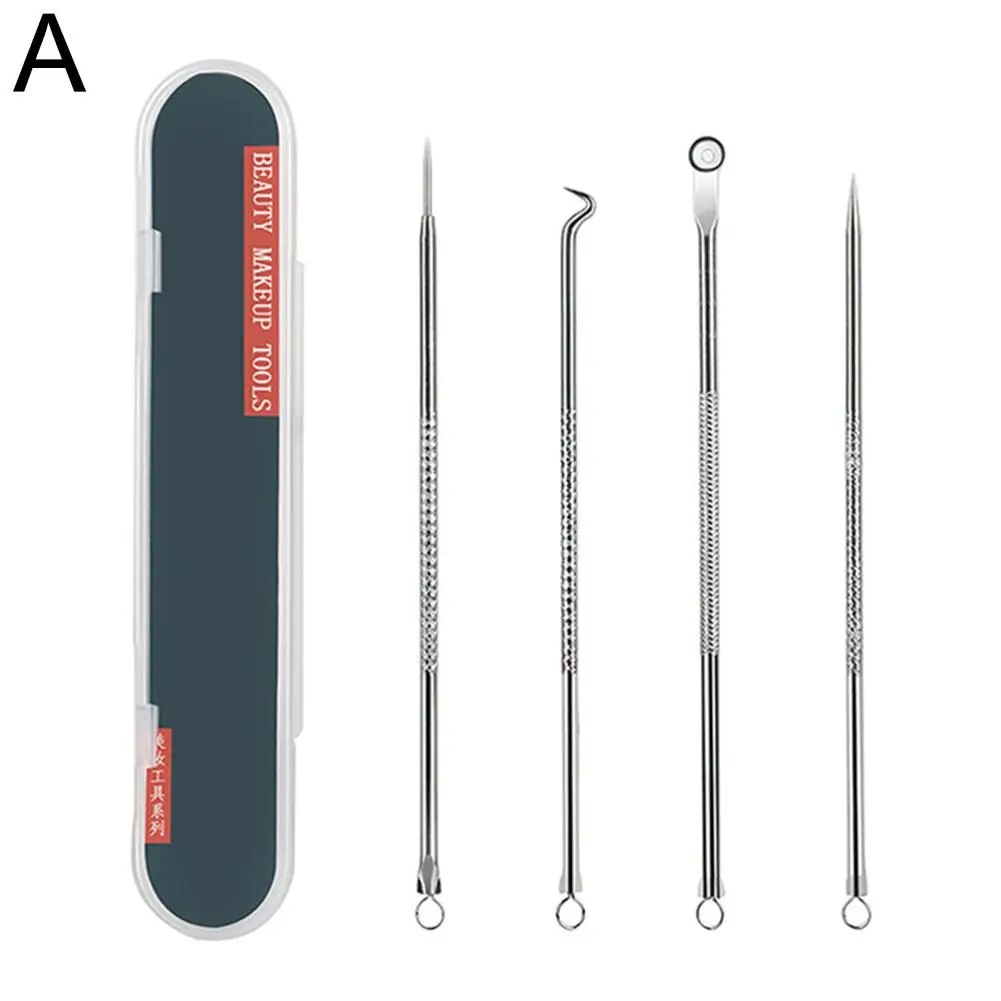 Comedondrukker 4 Stuks Comedo Zwart Hoofd Smet Zorg Puistje Naald Gezicht Reiniging Schoonheid Porie Verwijderen Huid Cleanser S4Z5