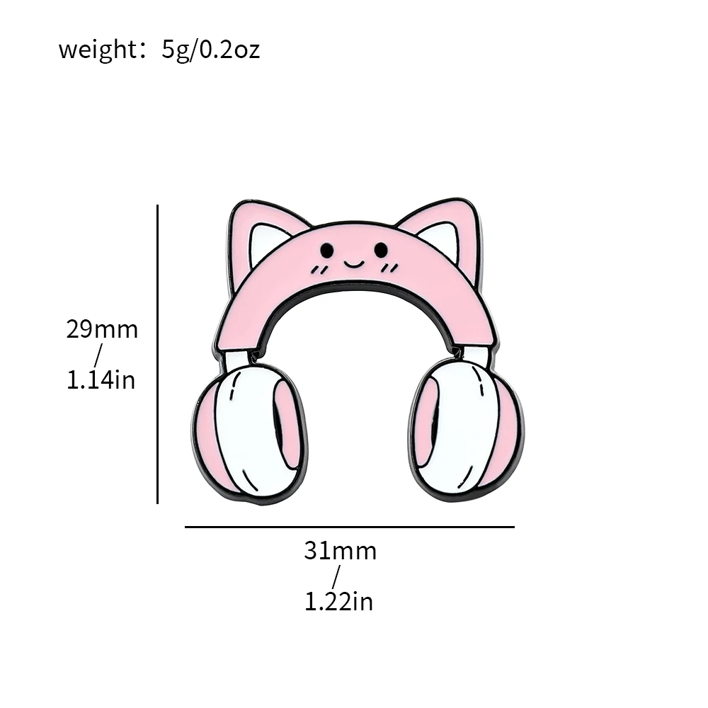 Cartoon Keyboard Mouse Enamel Pin Cute Pink Cat Earphone Game Console Metal Badge Brooch for Kids Kawaii Jewelry Accessories