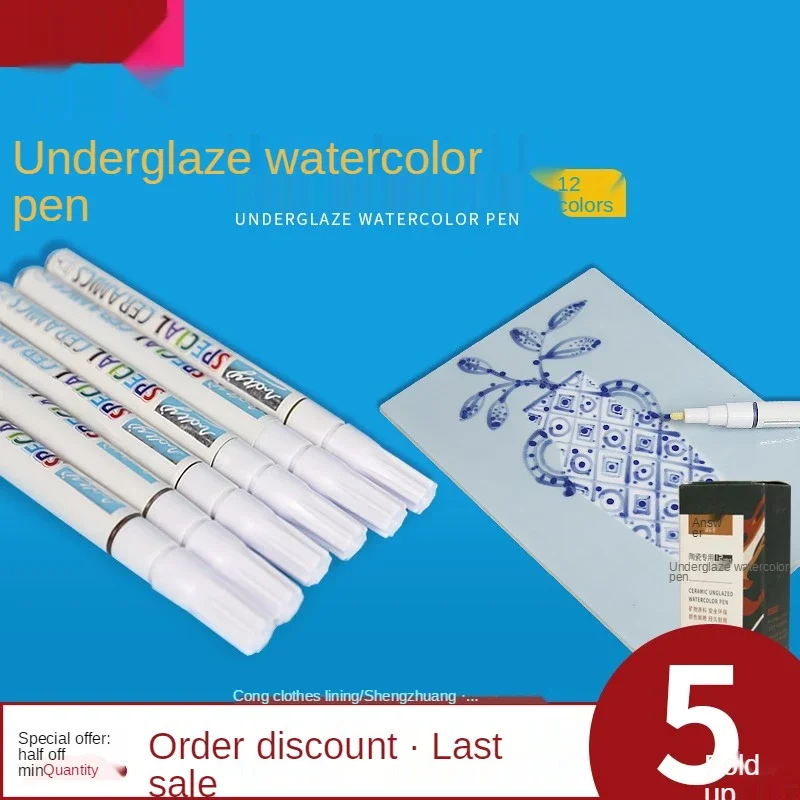 6-kolorowa sztuka ceramiczna podszkliwny długopis akwarelowy malowanie ceramiczne narzędzie do malowania DIY ręcznie malowana farba