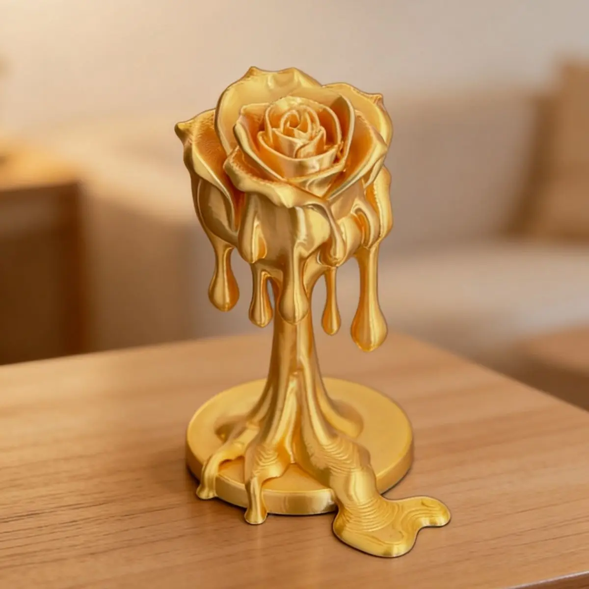 Melting Dripping Rose Figurines Liquid Drop Flower Statue Ornaments for Home Table Shelf Decoration Romantic Wedding Lover Gifts