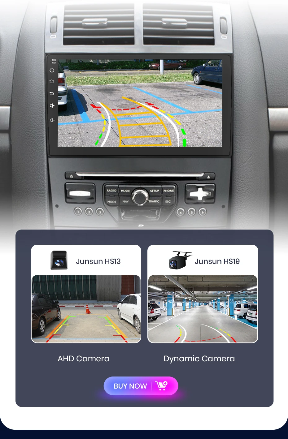 Junsun Kabelloses CarPlay Android Auto Autoradio für Peugeot 407 2004-2011 2 DIN Multimedia-Stereoanlage mit Eingebautem Kühlventilator GPS-Navigation SWC Bluetooth FM RDS DSP IPS-Bildschirm Auto-Intelligentes System 4G WiFi 8-Kern Plug&Play Haupteinheit – Detail 17