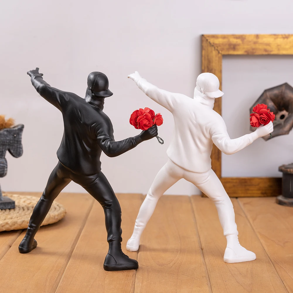 Banksy Throws Flowers Ornaments Abstract Artworks Sculptures Figures Ornaments Living Rooms Study Rooms Home Decor Craft Product