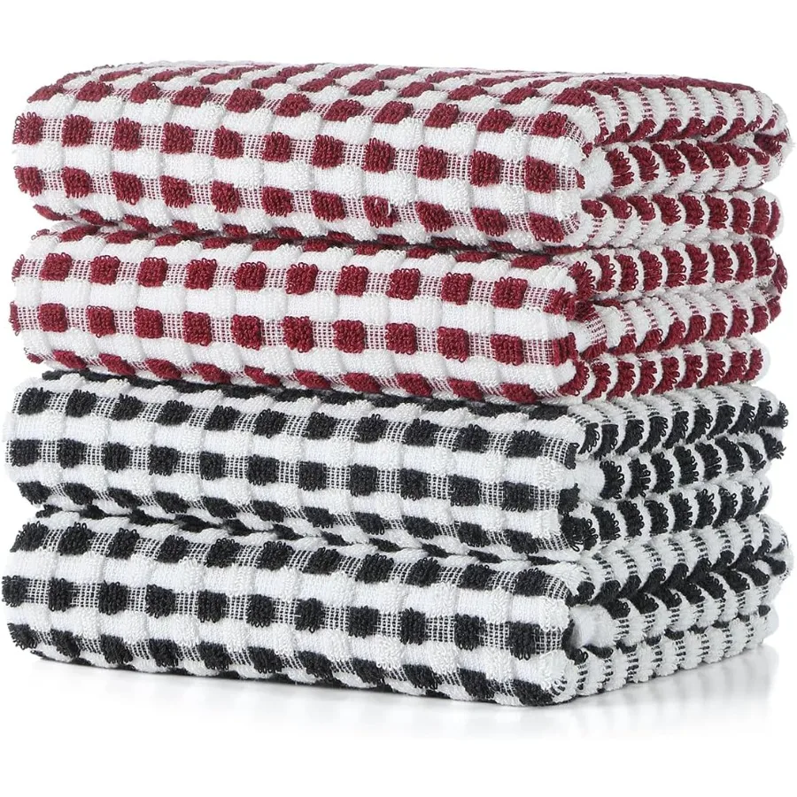 

Хлопковые полотенца для посуды, салфетки для сушки посуды, решетчатые махровые кухонные полотенца, впитывающие салфетки с подвесной петлей 16 x 26 4 P