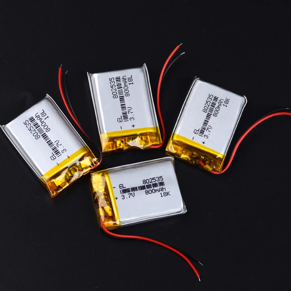 3.7 Volt 802535 800mAh Lithium Ion Li-po Li-polymer Batteries Cells for portable speaker  bicycle flashlight