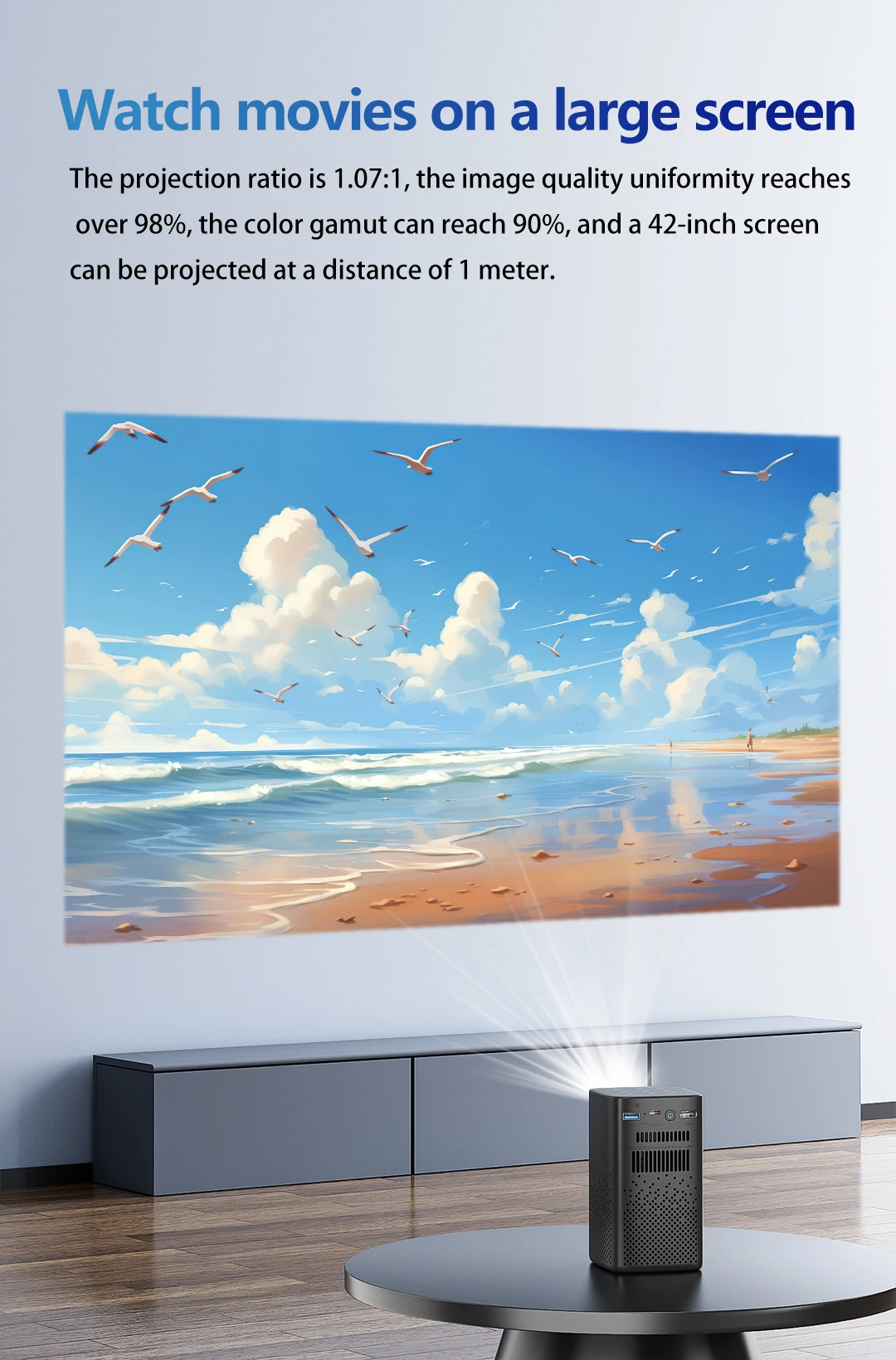 Original C900 Smart Projector 2*5W Speaker Android Portable Media Center 2G 32G 8000mAh Battery  1080P  HDR10+ BT5.0  Projector