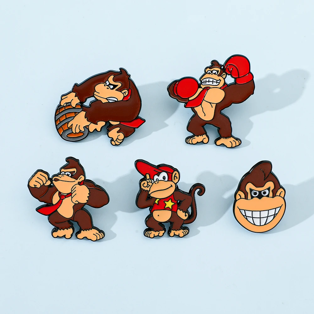 5 Pcs Creative Game Super Mario Brooch Personality Donkey Kong Enamel Pin Metal Badge Jewelry Clothing Backpack Accessories Gift