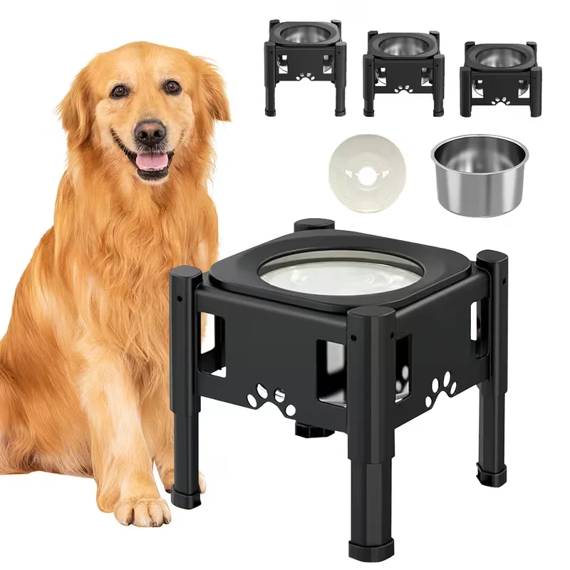 

Height Adjustable No Spill Raised Pet Water Bowl 2.2L/75oz Non-Slip Slow Feeder Dog Bowls for Puppy Cat Elevated Puppy Feeder