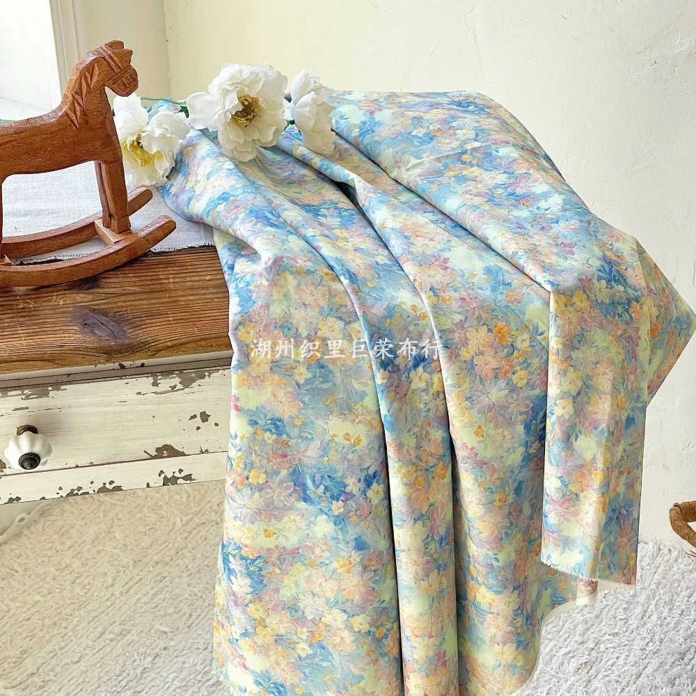 145x50cm 40s Cotton Fabric, for Colorful Tie Dye Floral Print Skirt for Women and Kids Sewing Cloth