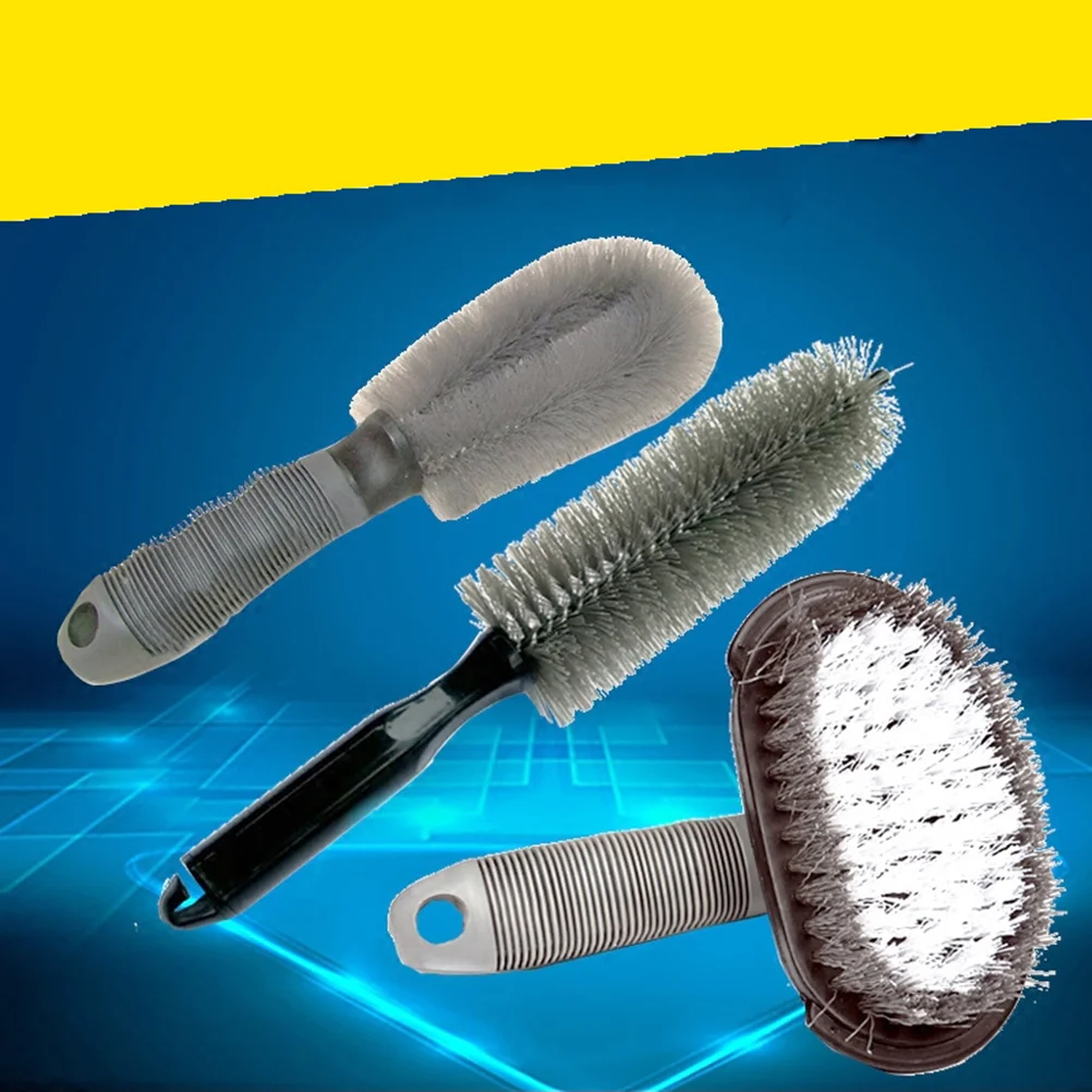 

3 in 1 Wheel Bristle Car Wheel Brush Rim Tire Brush Multipurpose Use for Motorcycles Bicycles