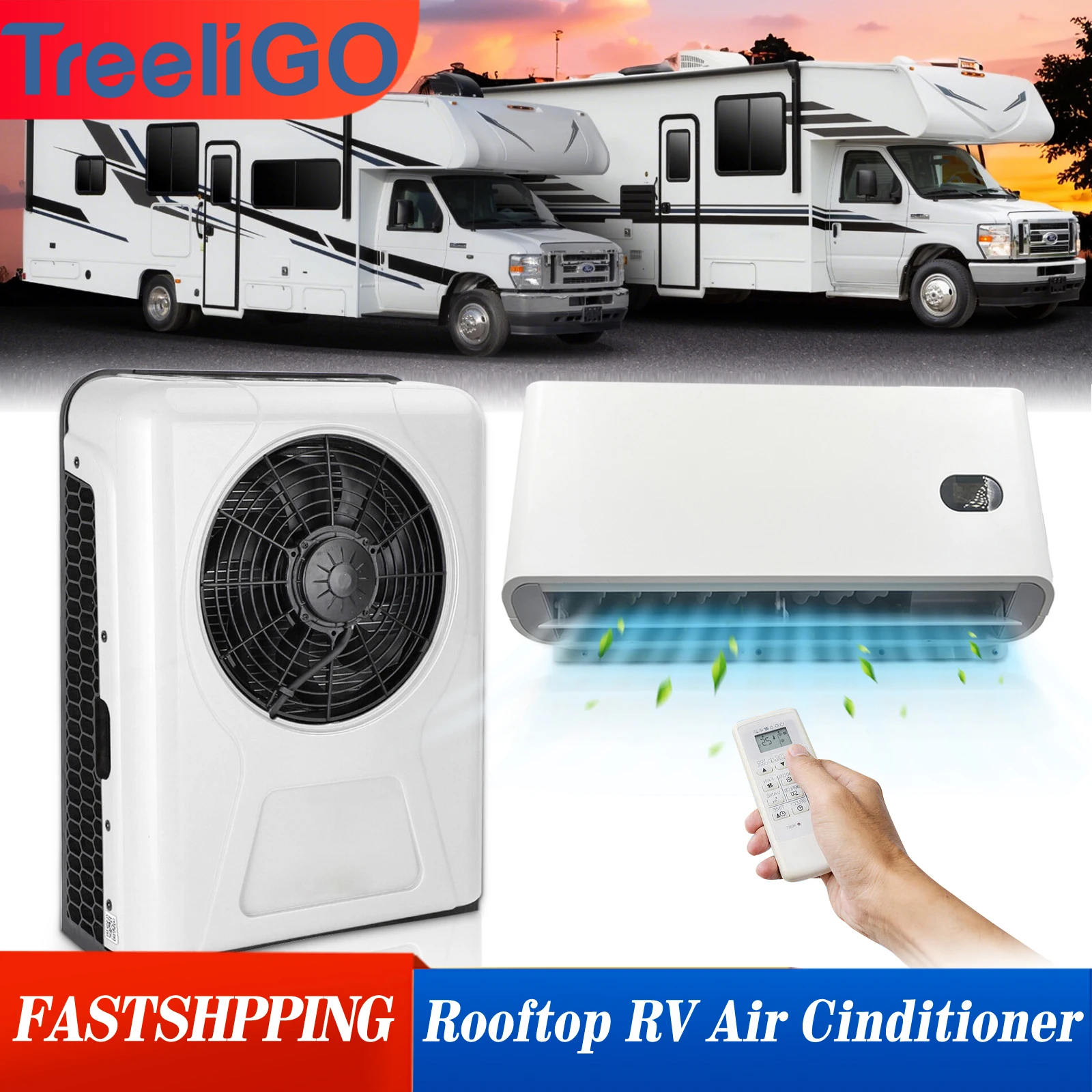 

Treeligo Car 12V 10500BTU Air Conditioner Universal Electric Parking Cooling Air Conditioner RV Split Air AC Unit Camper Rapid