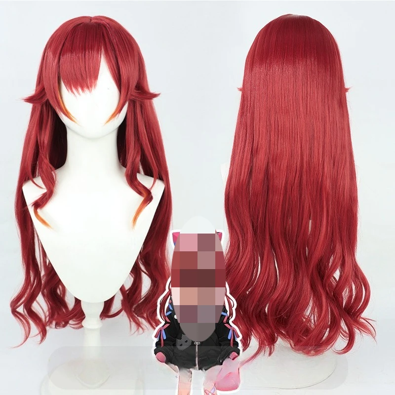 Vtuber Nekota Tsuna Cospaly Wig – Length 35.5 Inch Heat-Resistant Fiber Wigs for Adult – Breathable Rose Net Cap