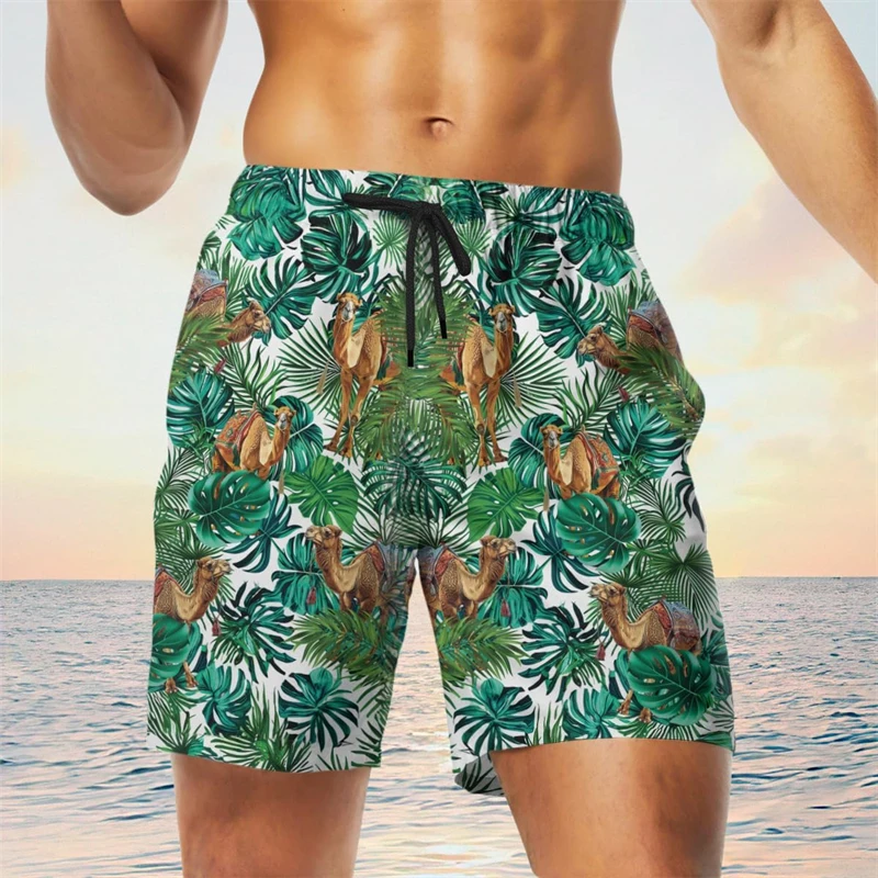 Fashion Camel Graphic Beach Shorts For Men Summer Trend Vacation 3D Animal Printed Kids Swim Trunks Casual Oversized Short Pants