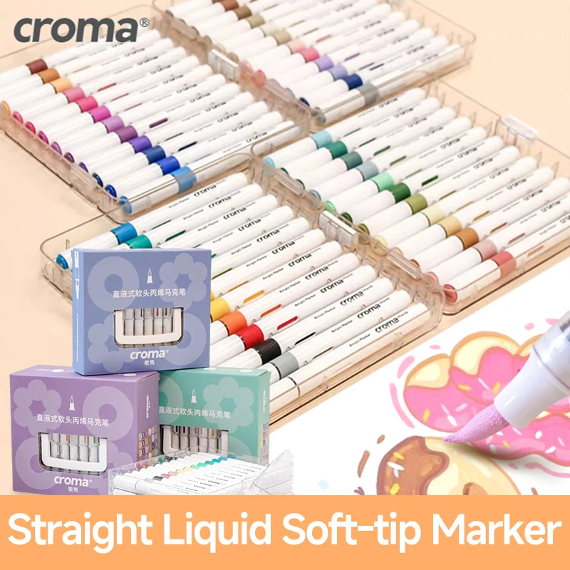 Croma 12/24/36 colori penne Graffiti acriliche Waterproof Sketch pennarello oleoso a base di alcol per forniture artistiche ideali in tessuto/roccia/vetro