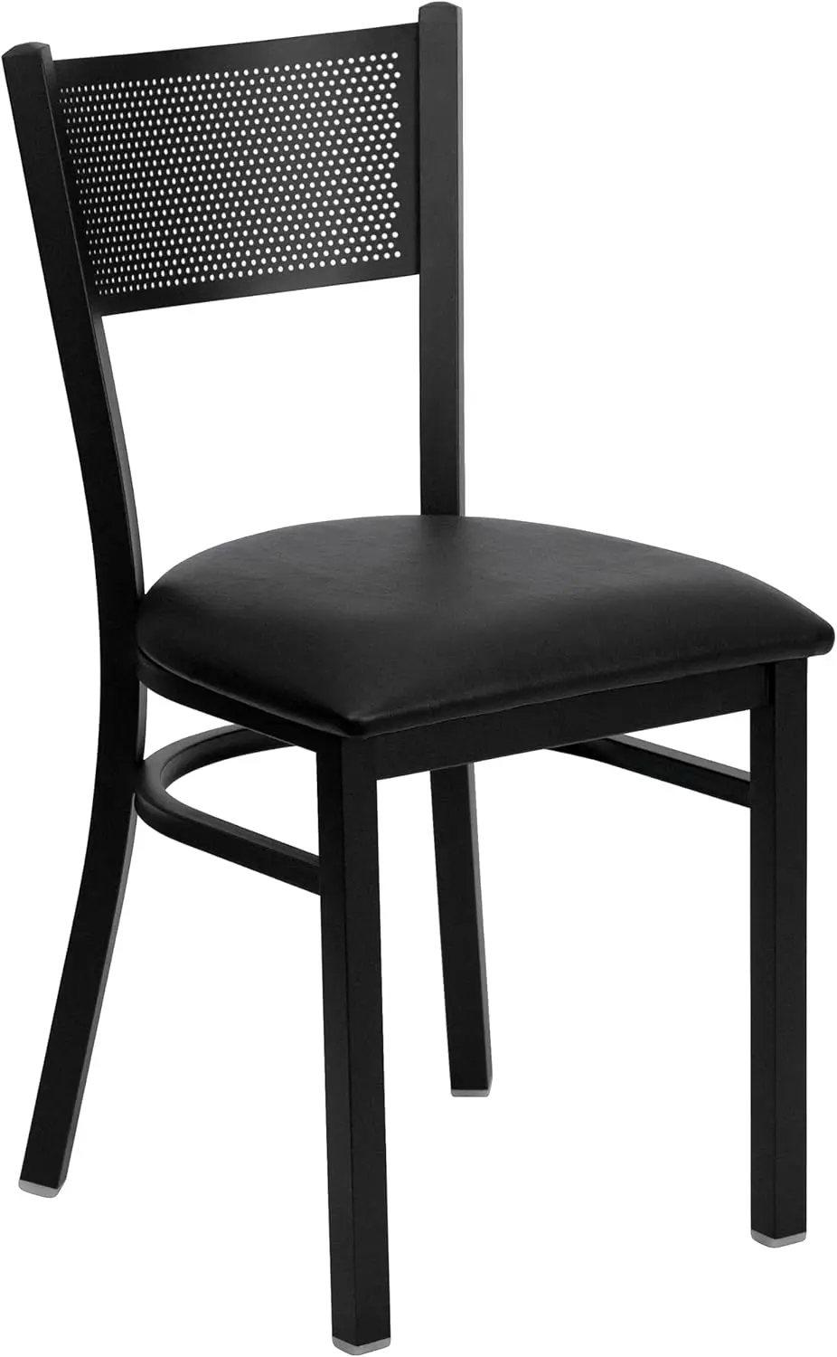 

Hercules Series Black Grid Back Metal Restaurant Chair - Black Vinyl Seat