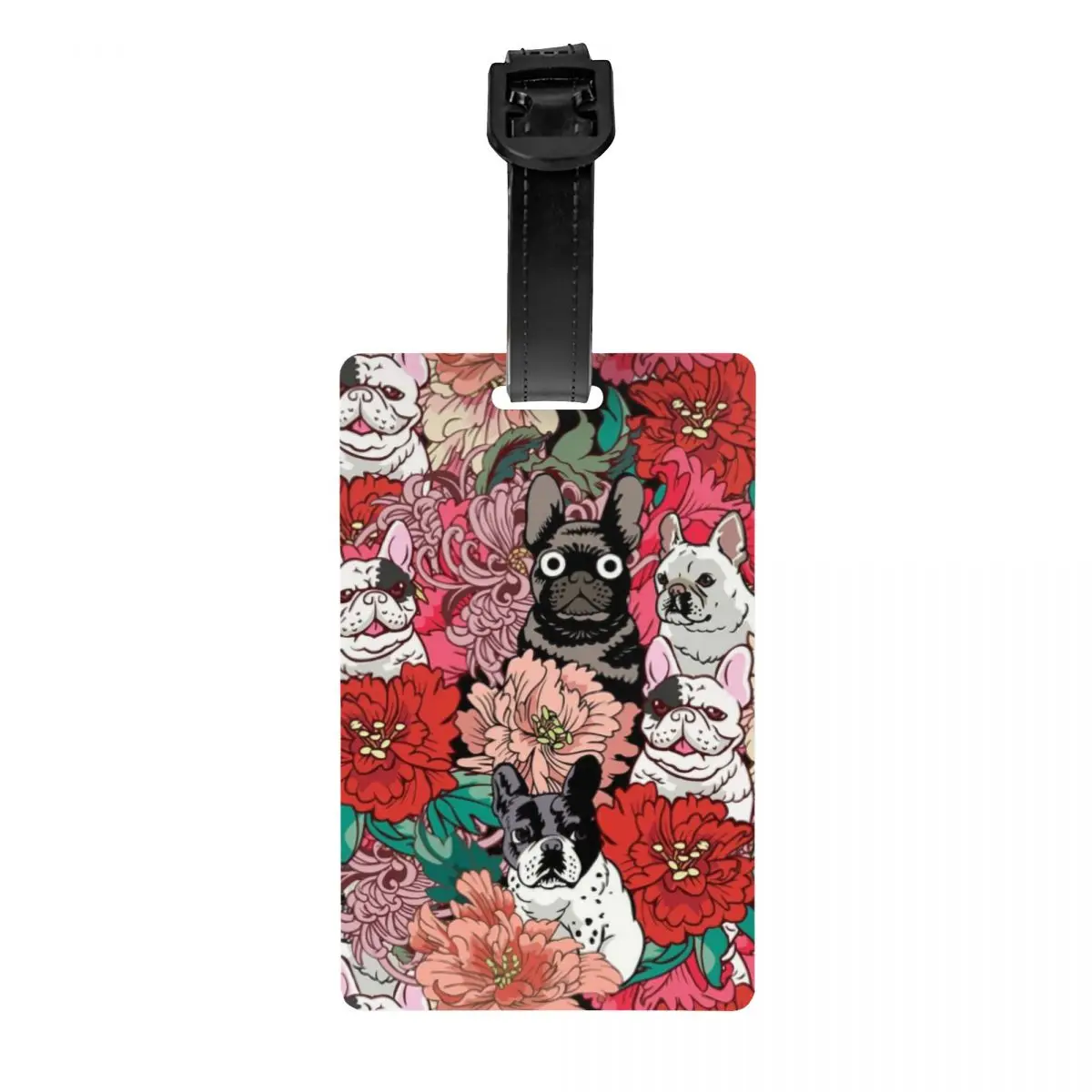 Flowers French Bulldog Luggage Tags for Travel Suitcase Cute Animal Privacy Cover Name ID Card