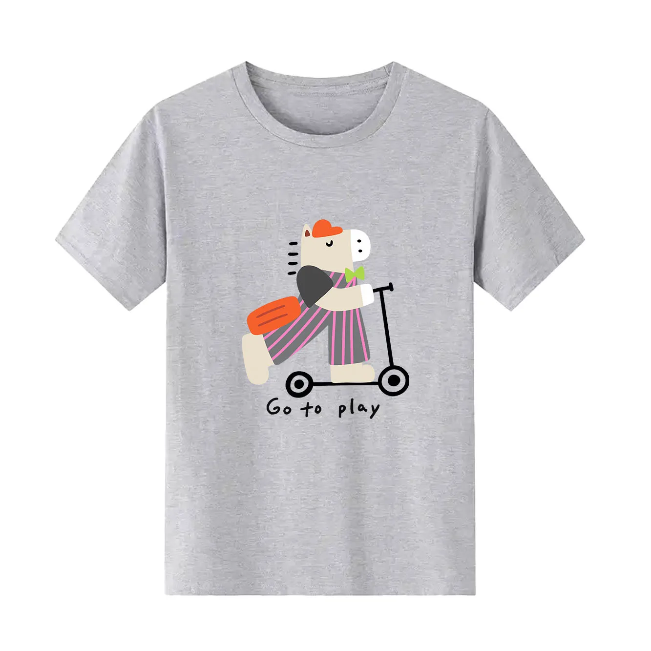 تي شيرت نسائي مطبوع عليه رسوم كرتونية لطيفة للخروج للعب بسيط وبسيط يبدو رائعًا