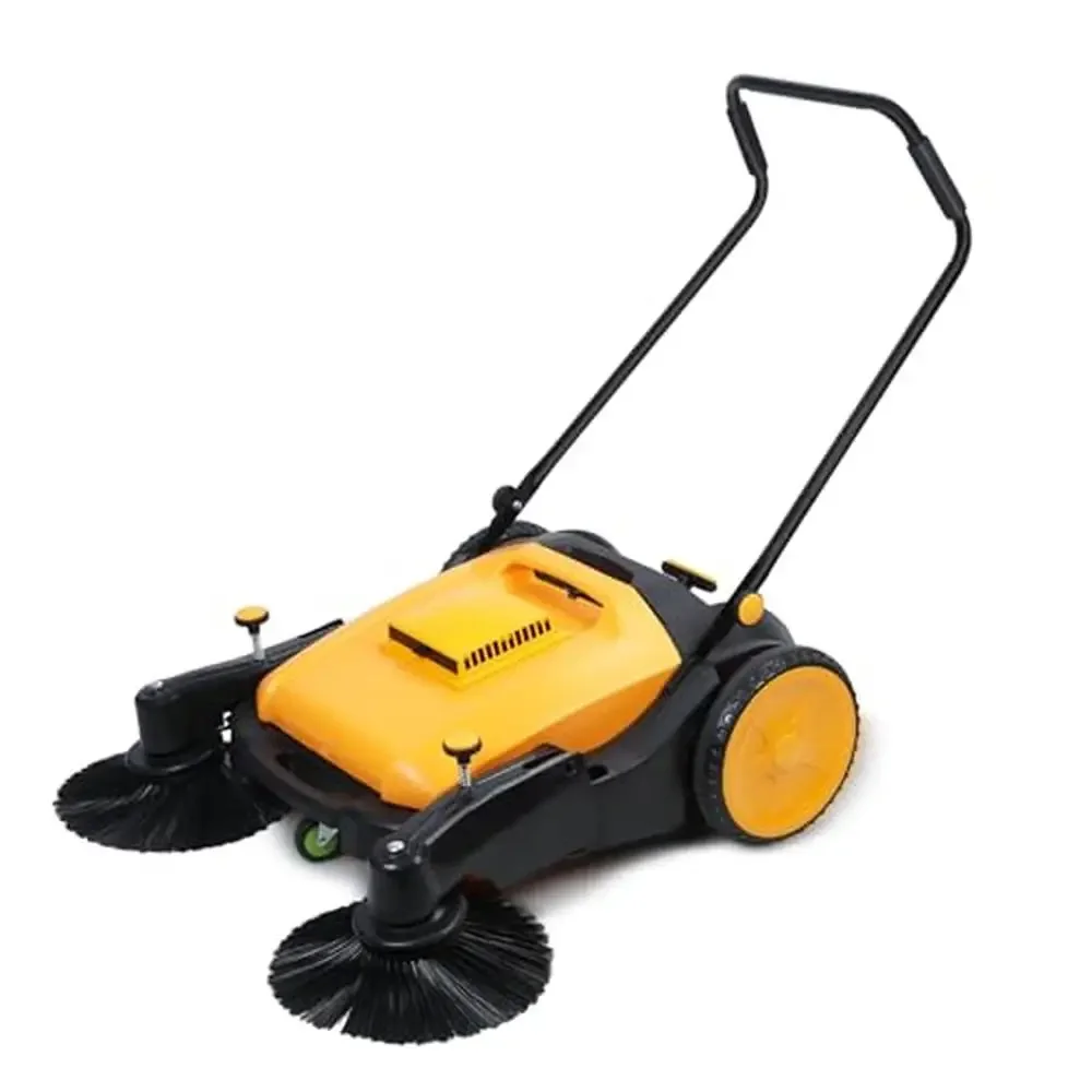 Outdoor Manual Floor Sweeper with 12 Gallon Waste Container Non-Electric Lightweight Design High Quality Plastic Material For