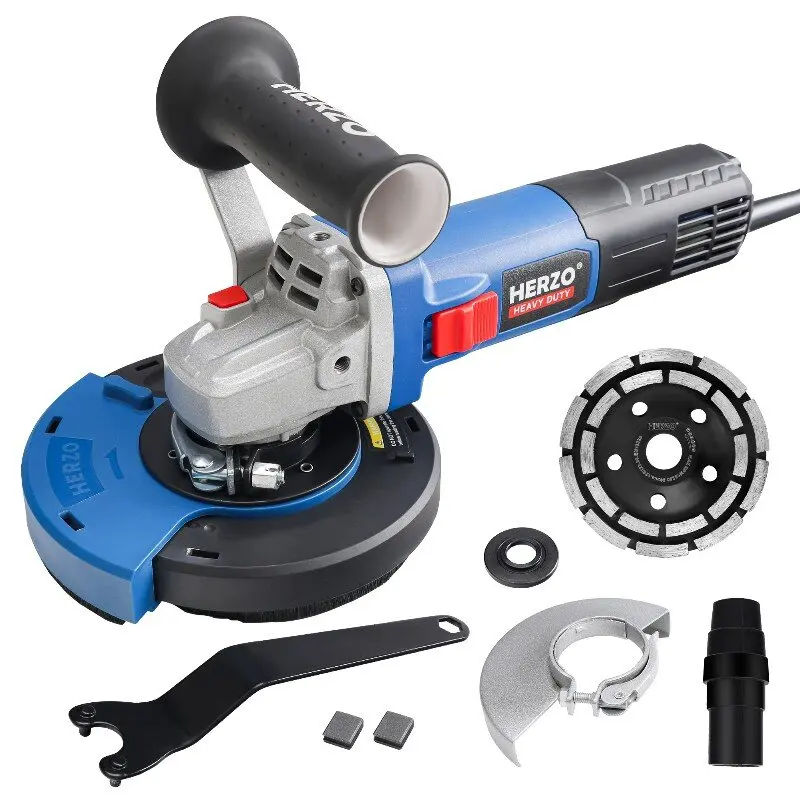 HERZO 220V 1400W Concrete Sand Grinder, Dust-Free Multifunctional Handheld Stone Grinder, Concrete Waxing and Polishing Machine