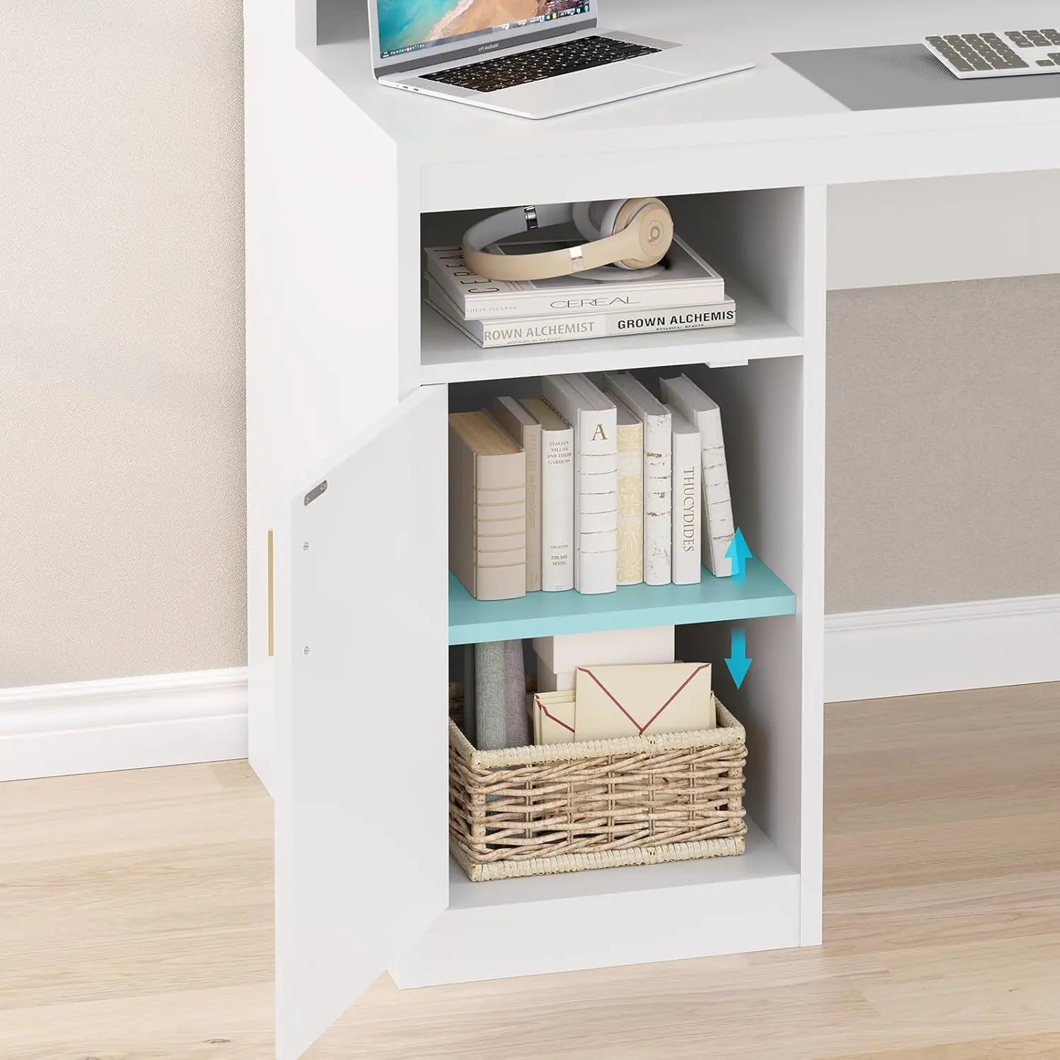 Computer Desk With 3 Drawer & Storage Shelves, Home Office Desk With File Drawer & Cabinet, Writing Study Table With Long