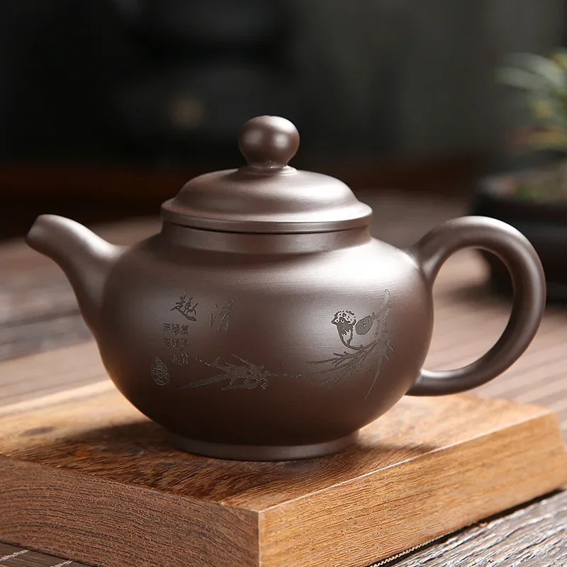 1pc Handmade Purple Clay Teapot Chinese Authentic Yixing Tea Pot Beauty Kettle Household Tea Ceremony Customized Gifts