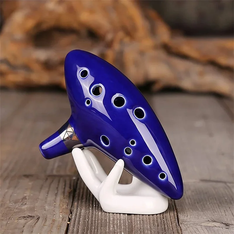 Legend of Ocarina Ceramic Alto C Tone Piccolo Orff Music TingFor Helpda Gérwith Accessrespiration, Dark Blue, 12 Hole, 1 Set