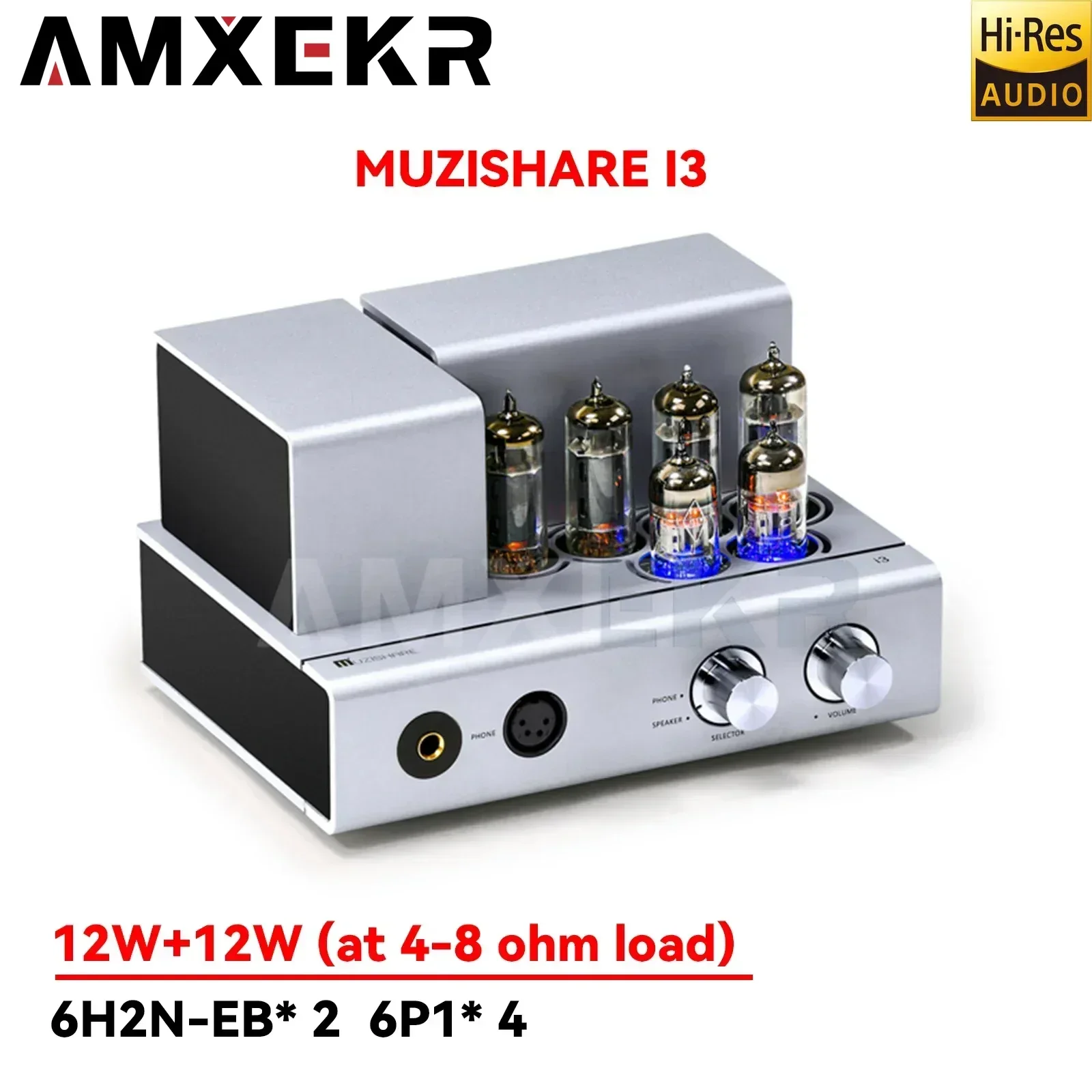 AMXEKR MUZISHARE I3 Vacuum Tube Power Amplifier Headphone Amplifier Bluetooth HIFI Class A Tube Amplifier Speaker Protection