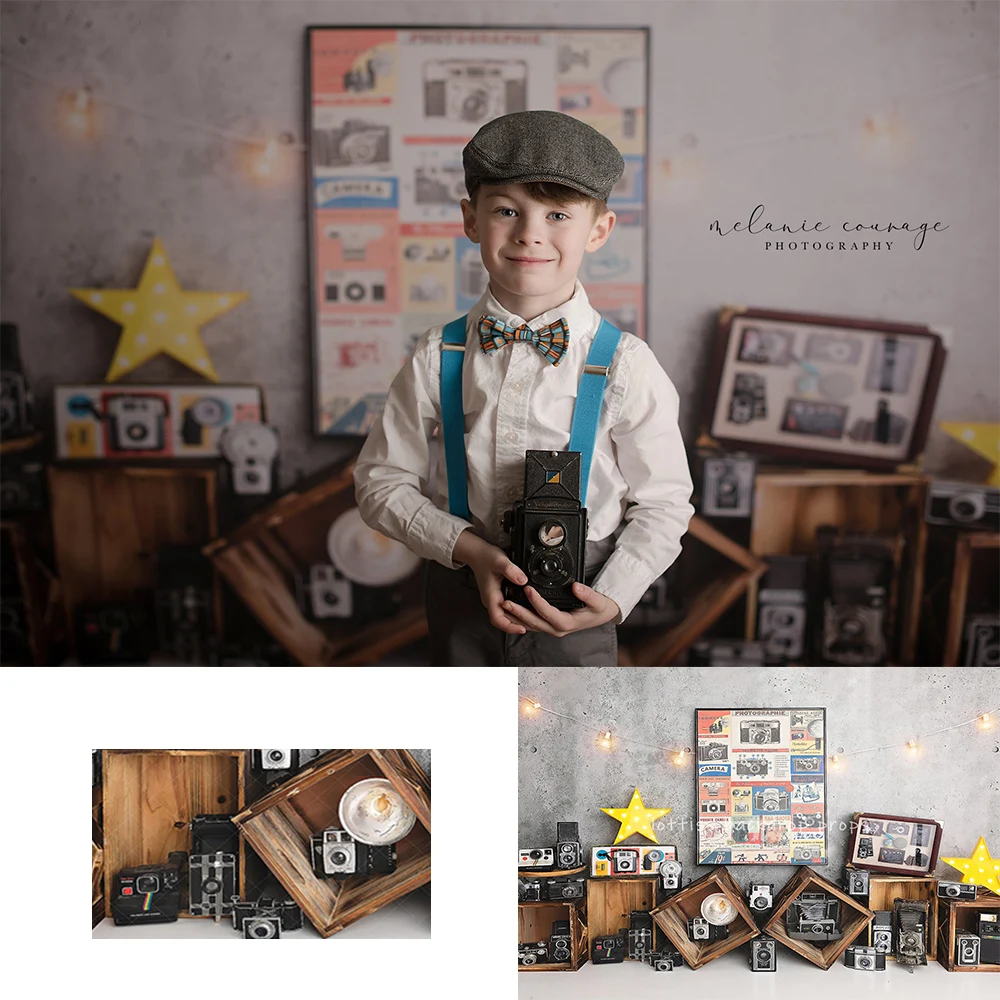 Vintage Camera Photographer Backdrops Kids Boy Photography Props Child Adult Photocall Decors Photostudio Theme Backgrounds