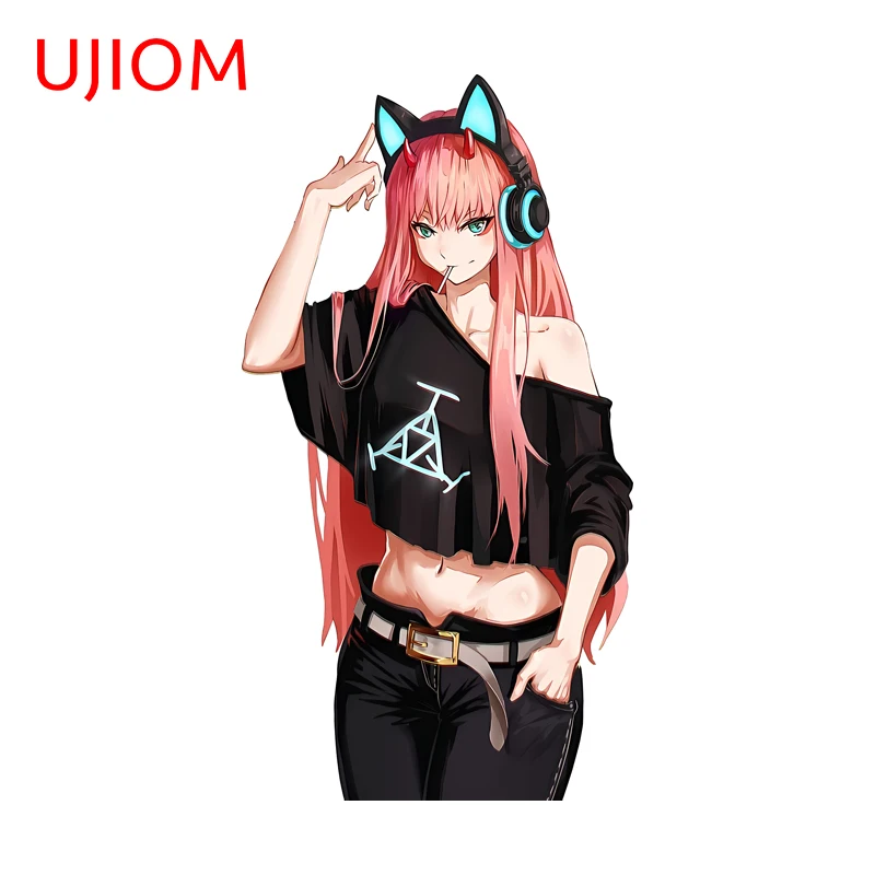 UJIOM Cat Ears Girl Zero Two Alluring Big Breasts Wall Sticker Amusing Premium Fancy Sunscreen Edgy Decal Refrigerator Decor