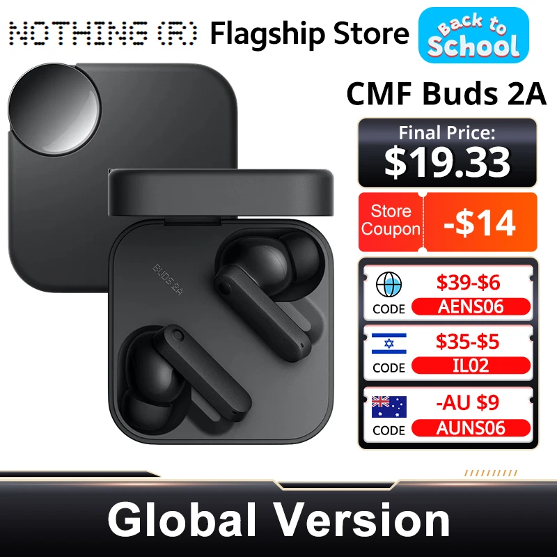 CMF Buds 2a Global Version Bluetooth 5.4 Up to 31H of playback 12.4mm Driver 42dB ANC 4HD Mics IP54