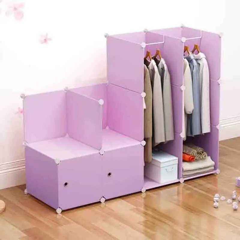 Plastic Organizer Wardrobe Bedroom Clothes Portable Shelf Foldable Open Nightstands Closet Shelves Cheap Armario Hotel Furniture