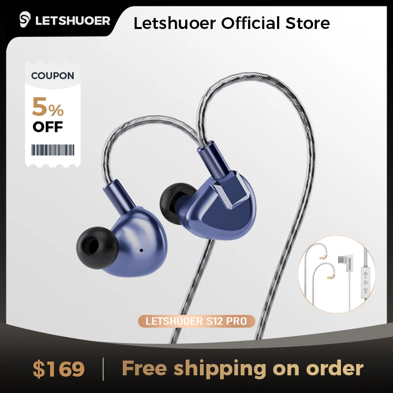LETSHUOER S12 Pro 有線イヤホン Letshuoer Fones de ouvido intra-auriculares S12 PRO 14,8 mm planar