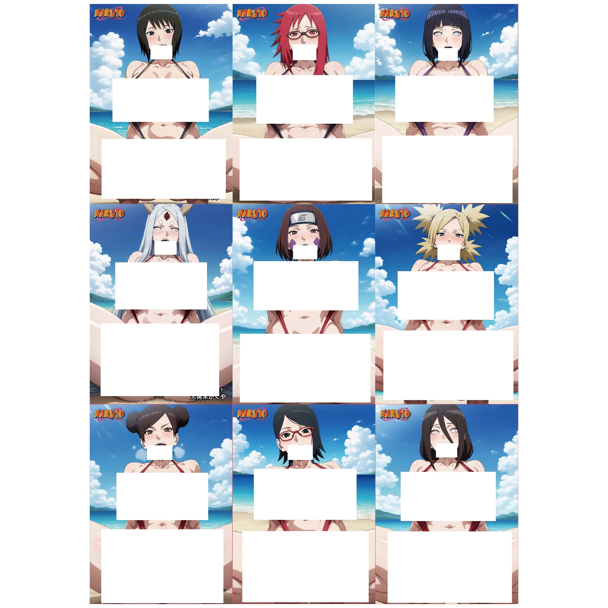 Juego de 9 Tarjetas Coleccionables de Anime Naruto, Haruno Sakura, Traje de Baño, Refracción de Color, Flash, Tsunade, Tarjetas de Juguete
