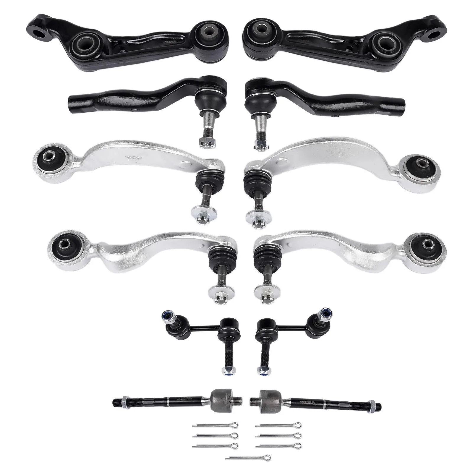 AP01 12Pcs Front Upper & Lower Control Arms & Tie Rods Kit For Lexus LS460 LS460L LS600H AWD 2007-2017 45503-59145