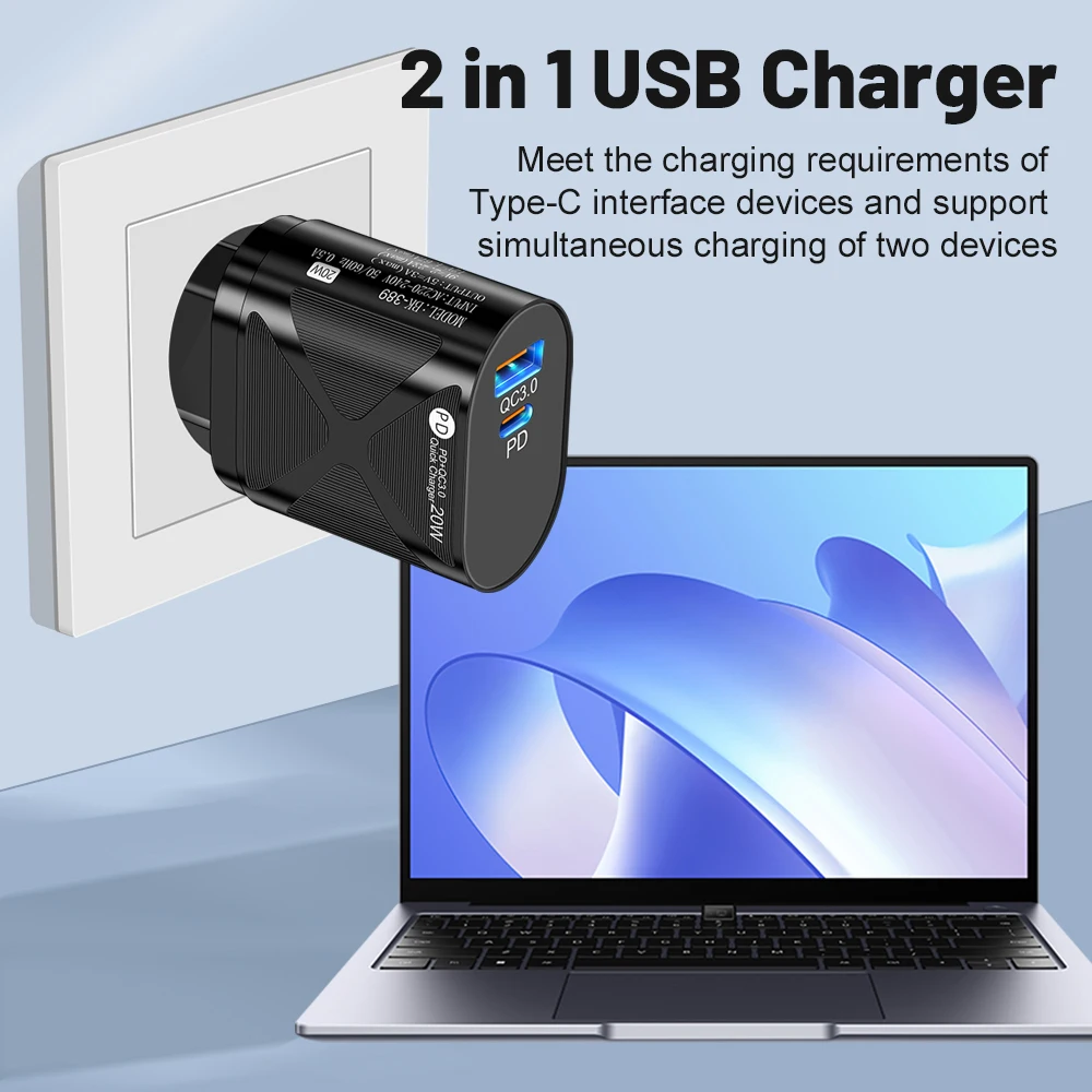 20W USB PD Fast Charging Charger QC3.0 Mobile Phone Power Adapter Wall Charger For iPhone 17 16 15 14 Pro Max Samsung Xiaomi 17