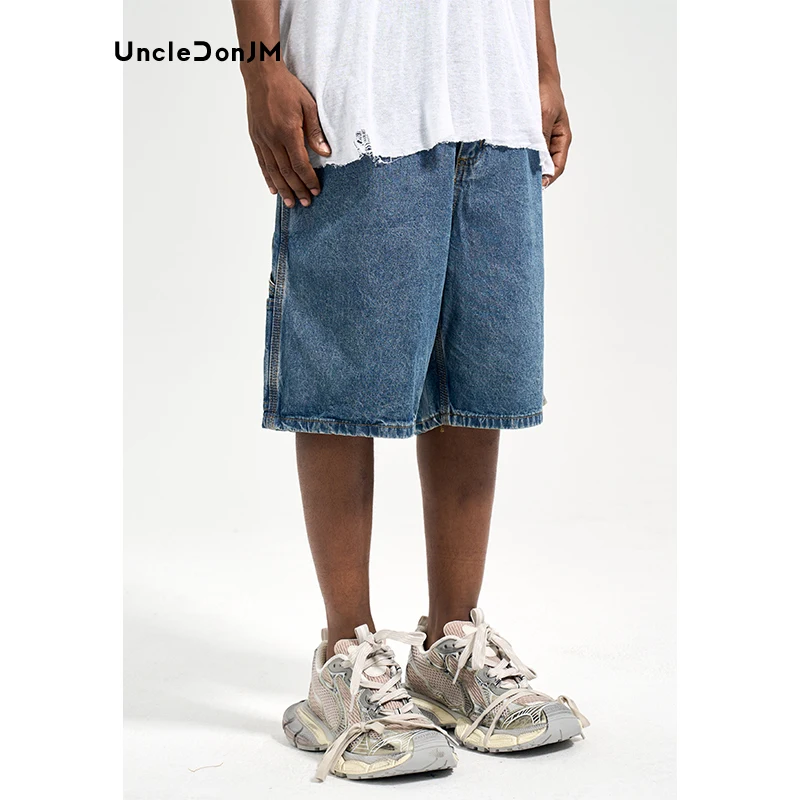 Washed Jorts Summer Denim Shorts Men Japanese Streetwear Hip Hop Loose Straight Jeans Shorts