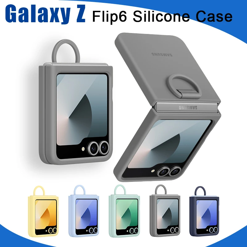 

Original For Samsung Galaxy Z Flip 6 Phone Cover，Flip6 5G Silicone With Ring Case Flip 6 Phone Cover, EF-PF741