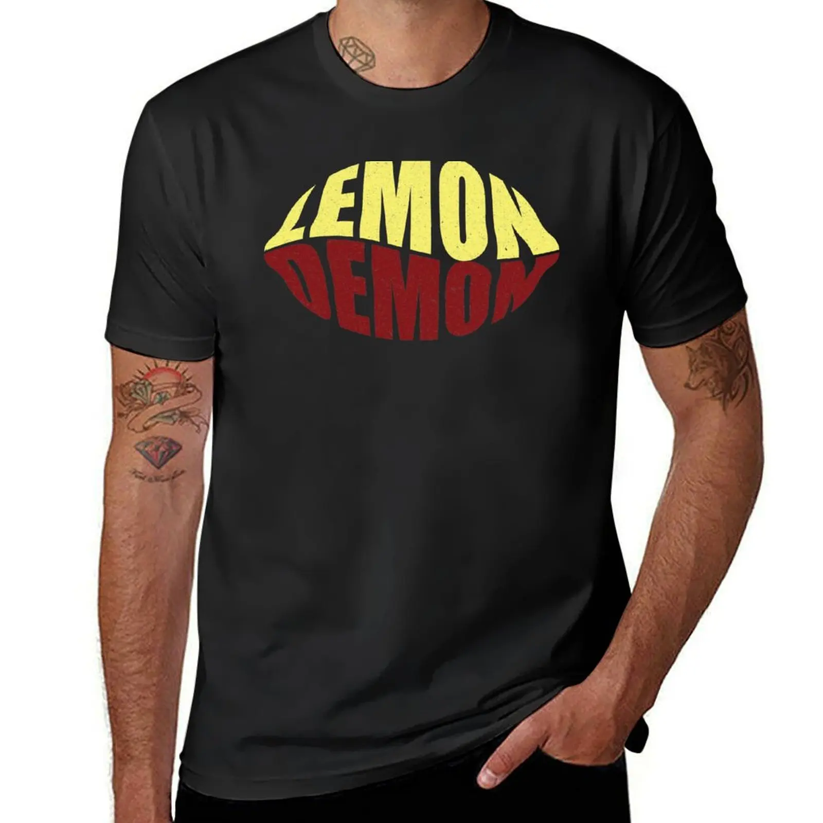 Lemon Demon - Fun Typography Design T-Shirt quick drying vintage Blouse mens t shirts pack