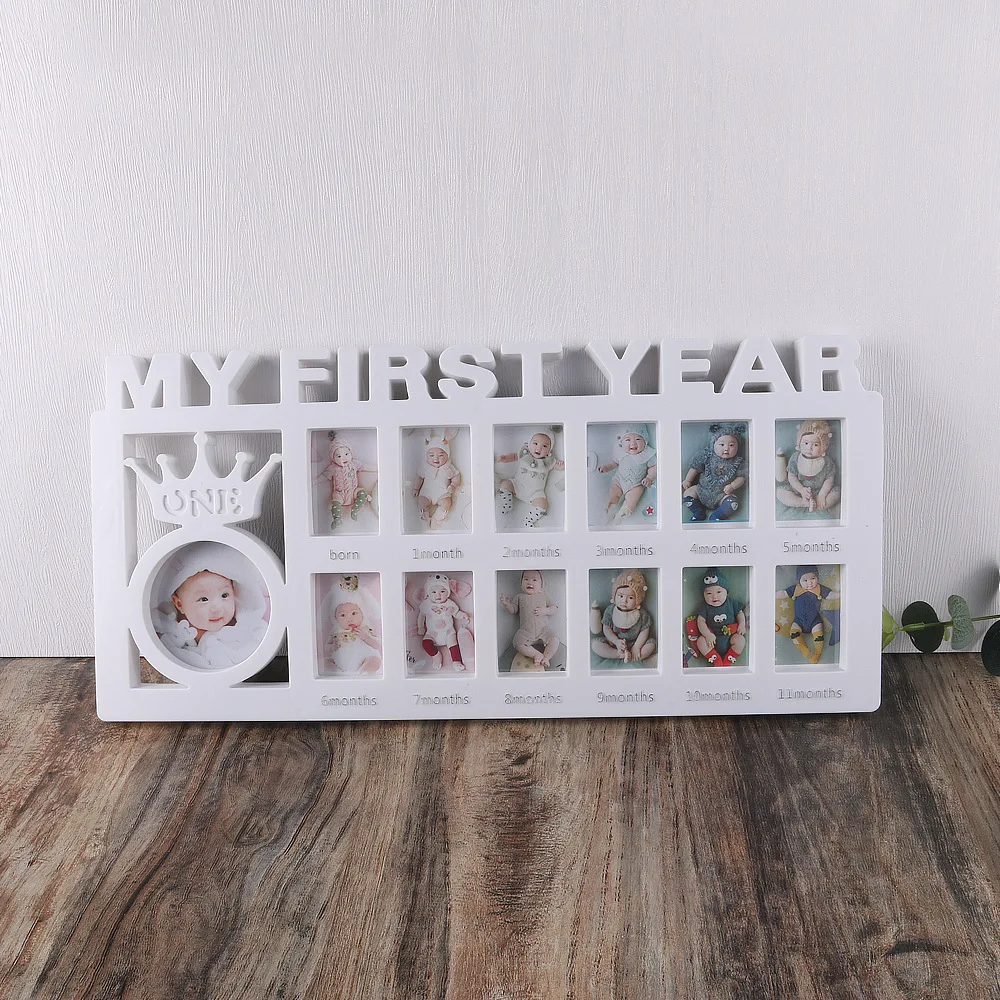 Ylsteed My First Year Baby Keepsake Picture Frame 0-12 Month Monthly Growth Photo Frame Souvenirs Newborn Photography Props