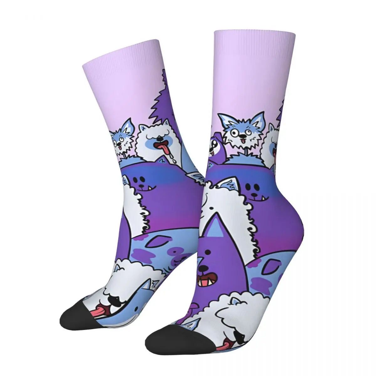 Retro Cluster Of Cute Comic Canines (Dusk) Men's compression Socks Unisex Street Style Seamless Printed Novelty Crew Sock