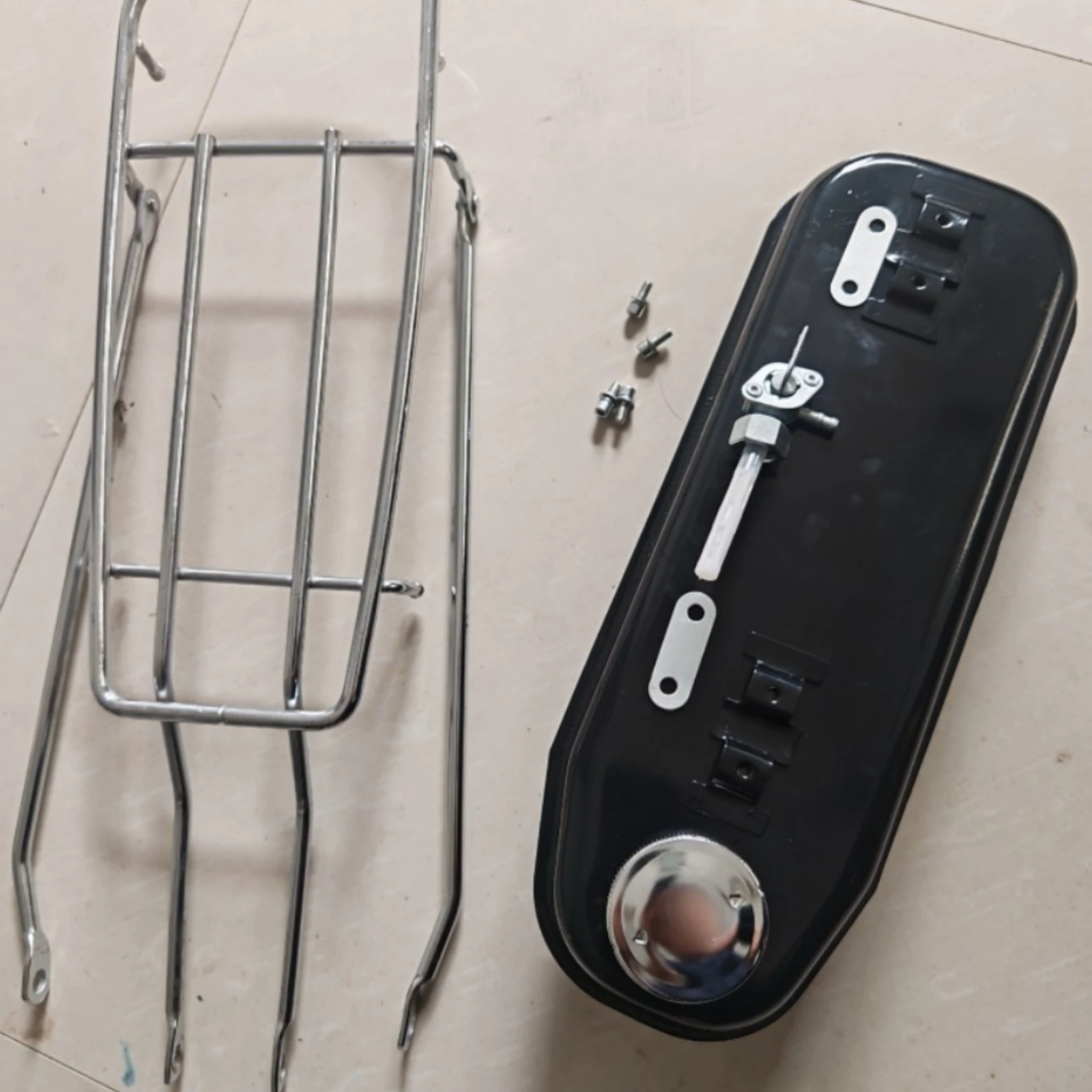 Compact Low Profile 2 Liter Auxiliary Fuel Tank with Outlet Tube and Secure Mounting Rack