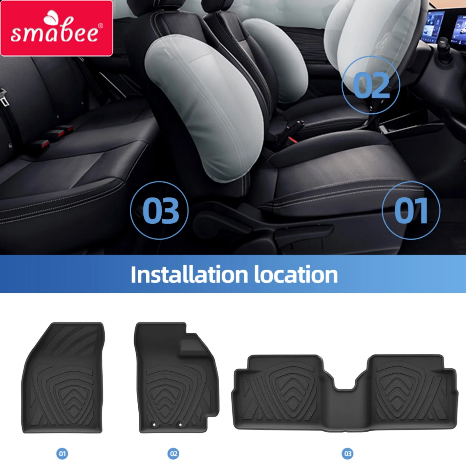 Smabee Right Drive for Proton Saga MC3 2026+ RHD TPE 3D Car All- Weather Floor Mats Car Trunk Pad Accessories Black