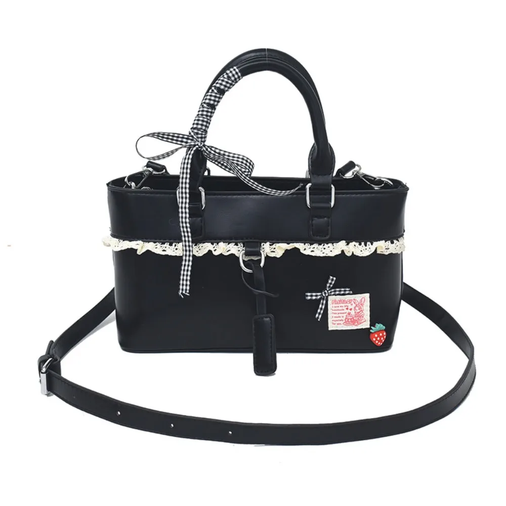 

Stylish Soft Woman Shoulder Bag Casual Sweet Crossbody Bucket Bag Pu Leather Lace Design Handbag Spring