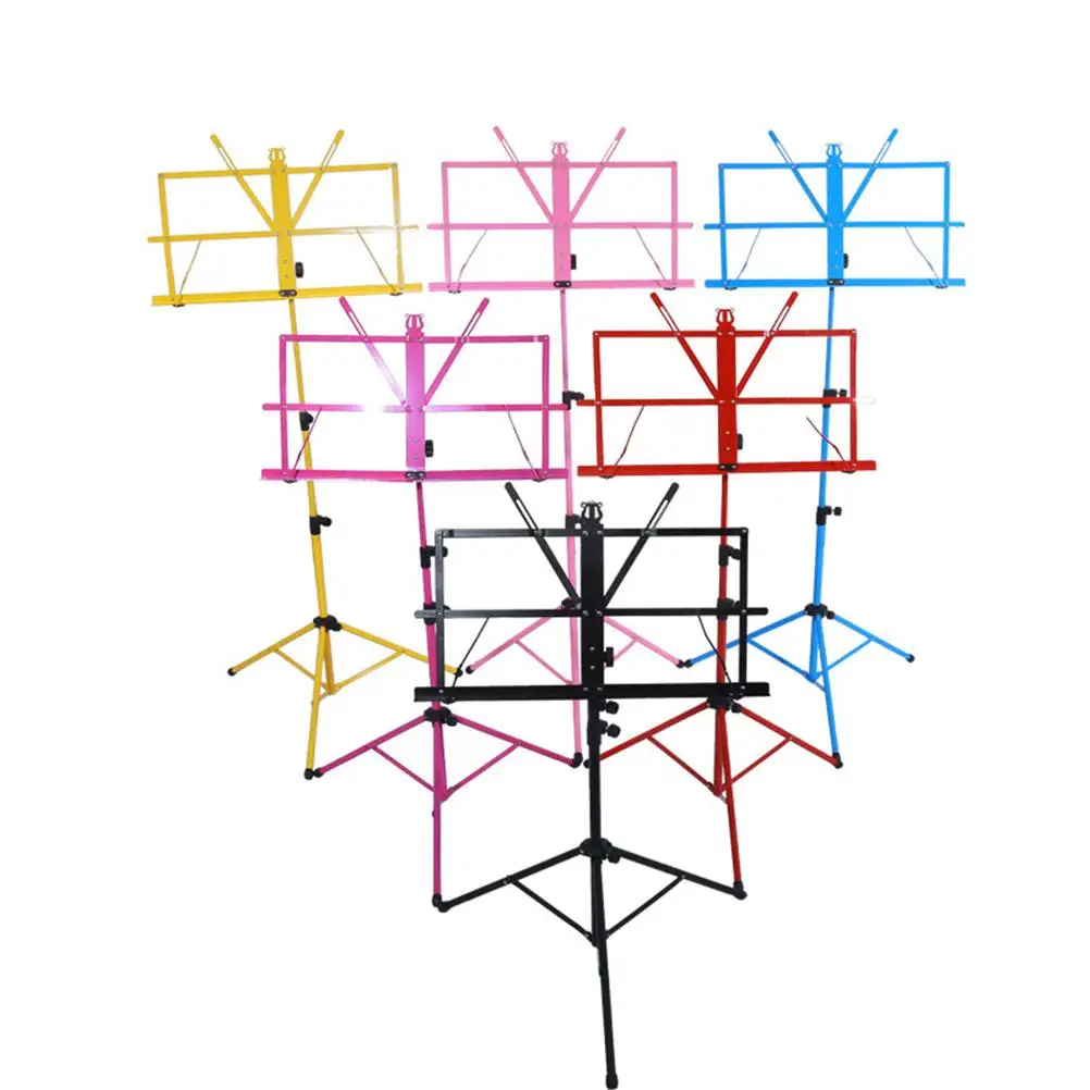 

Compact Fully Adjustable Height Music Stand Non-slip Rubber Feet Foldable Lightweight Storage Metal Durable Travel Easel Musical
