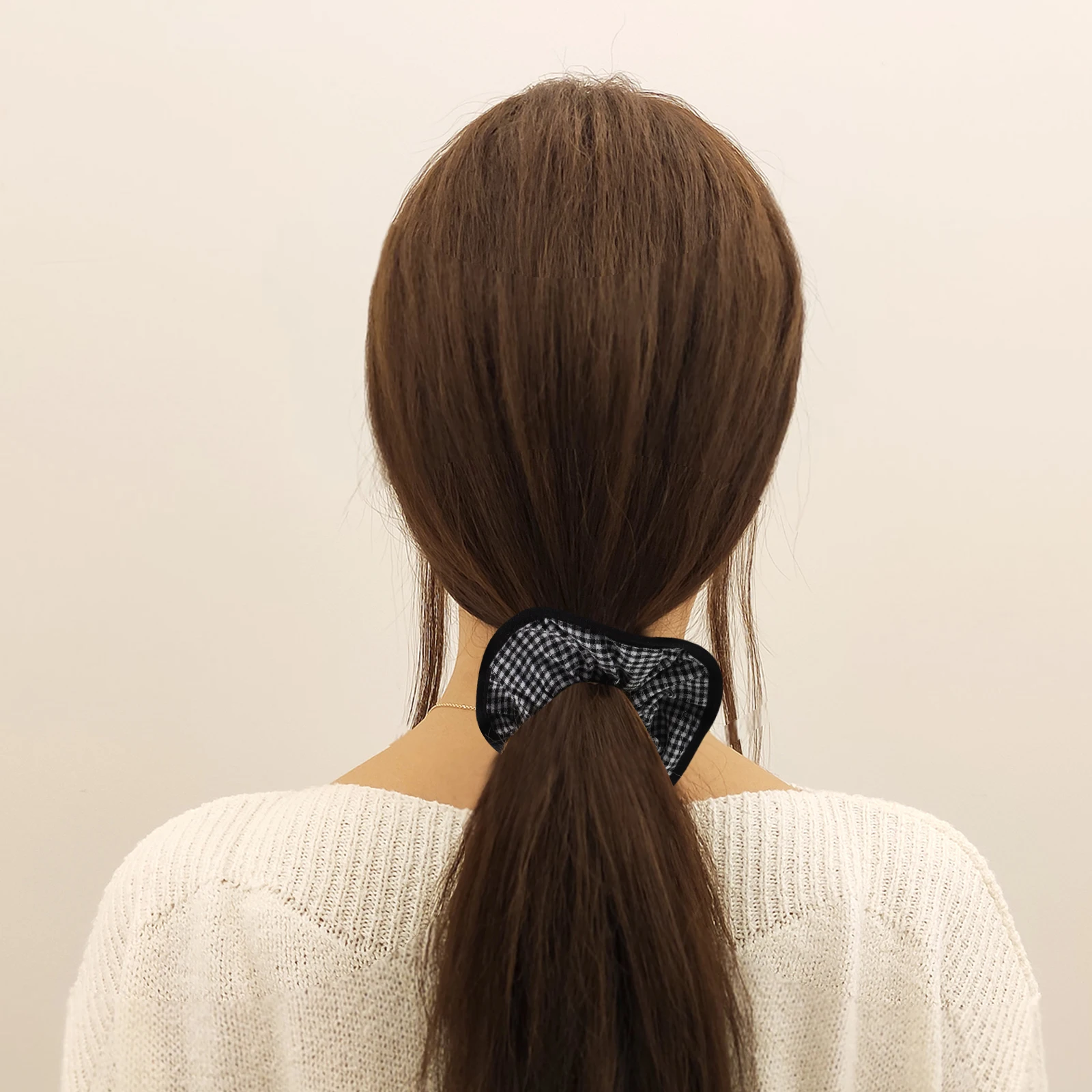 

2pcs Checkerboard Scrunchies For Women Girls Black White Retro Ties Silk Ribbon Bowknot Design Soft Elastic Thick Long Holders