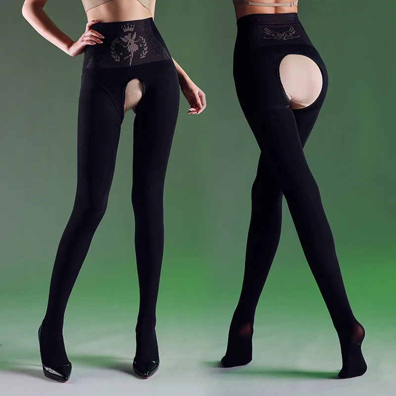 

Женские сексуальные чулки, кружевные шелковистые эластичные колготки с открытой промежностью, длинные лохи, узкие леггинсы, термобелье с высокой талией