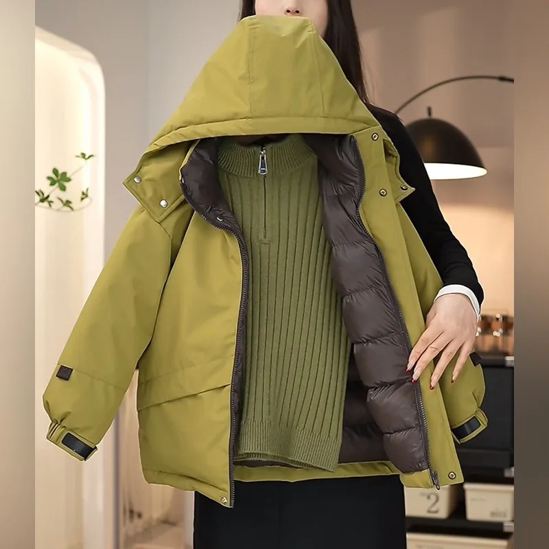 Boys Down Coat 2025 Winter New Big Kids Korean Fashion Casual Daily Thicken Color Block Warm Hooded Jacket Childrens Parkas