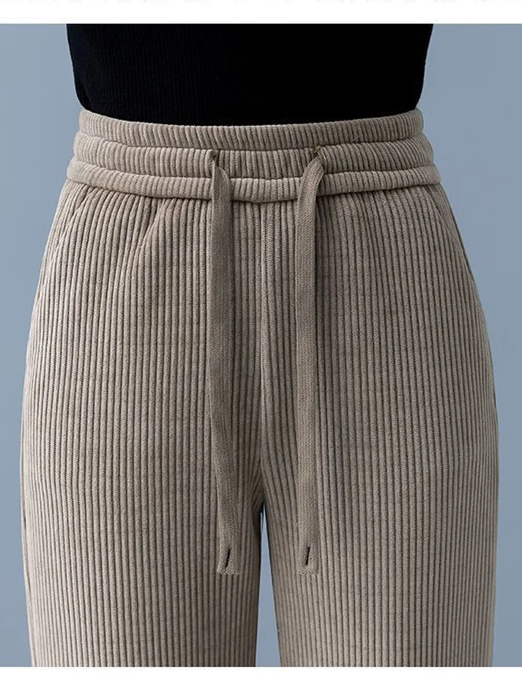 Vrouwen Zakken Losse Nieuwe Lente Wijde Pijpen Broek Herfst Hoge Taille Effen Elastische Casual Broek Voor Vrouw Sport Buiten