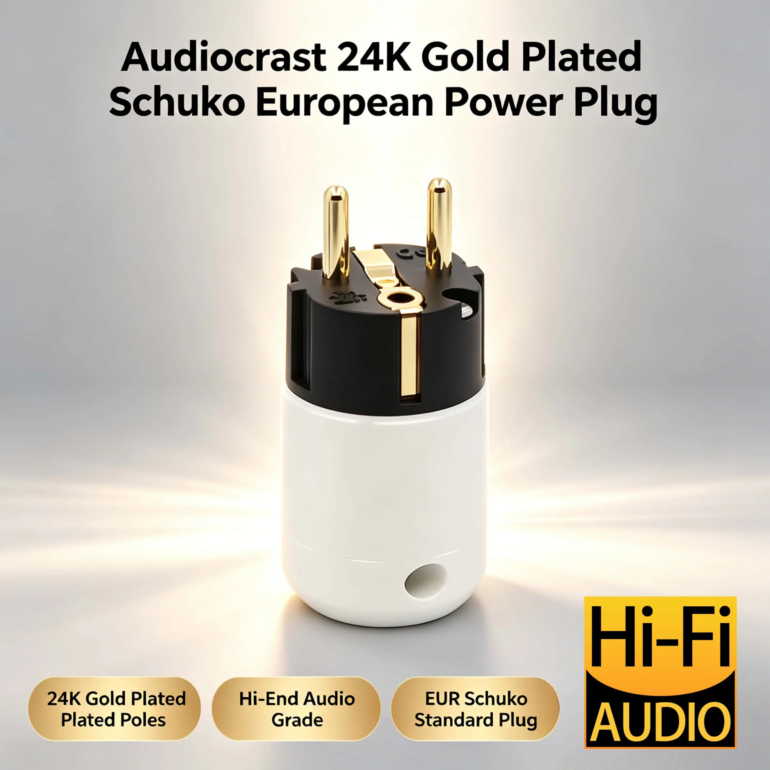 

2Pieces 24K Gold Plated Schuko Male Plug HIFI EU Power Plug HIFI