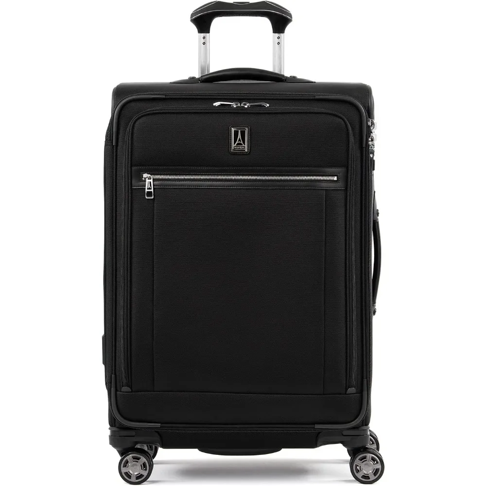 

andable Checked Luggage, 8 Wheel Spinner Suitcase, TSA Lock, Men and Women, Shadow Black, Checked Medium 25-Inch